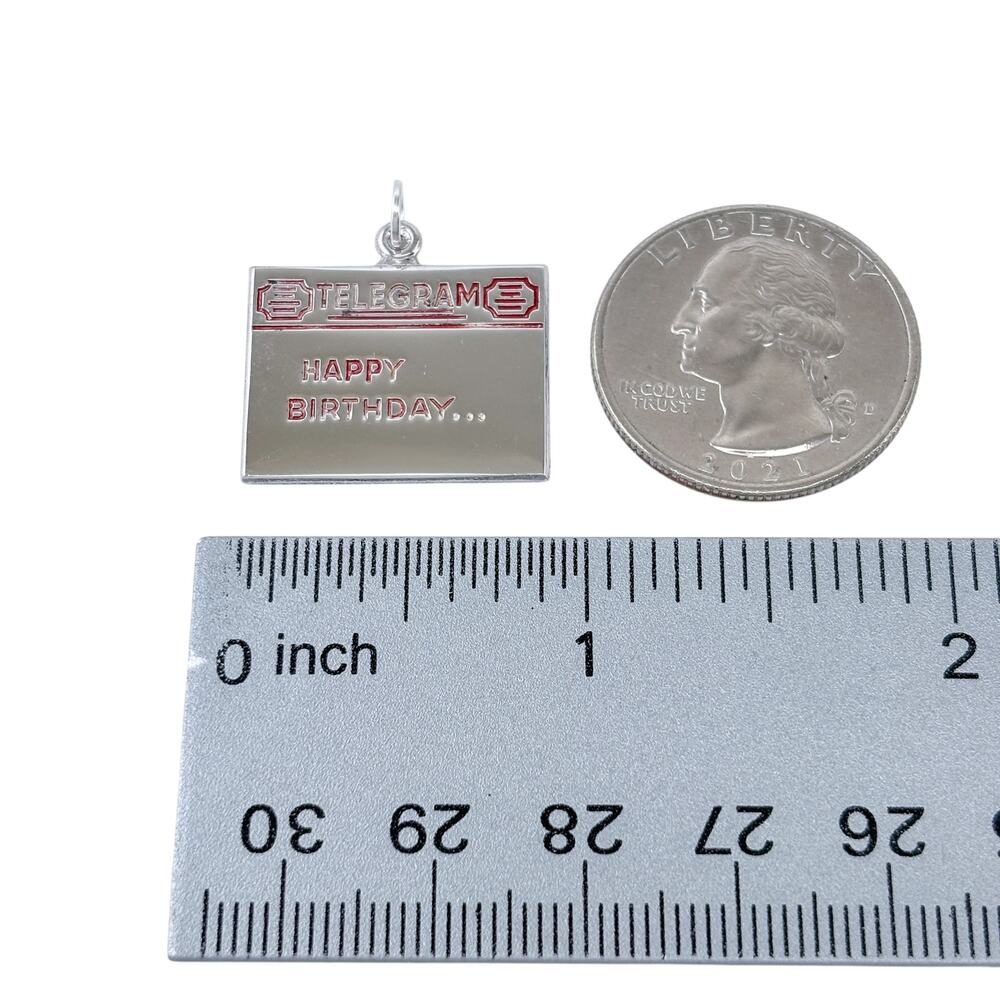 Estate Sterling Silver 925 Telegram Happy Birthday Charm - Picture 6 of 7